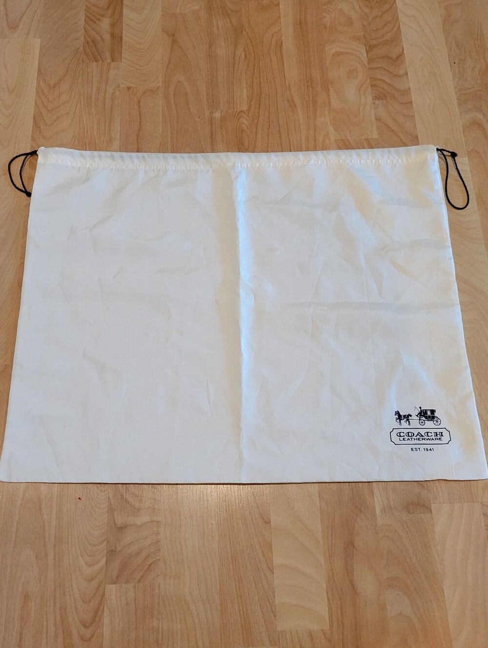 Coach Satin Drawstring Dust Bage Carriage Logo Cream Size Large